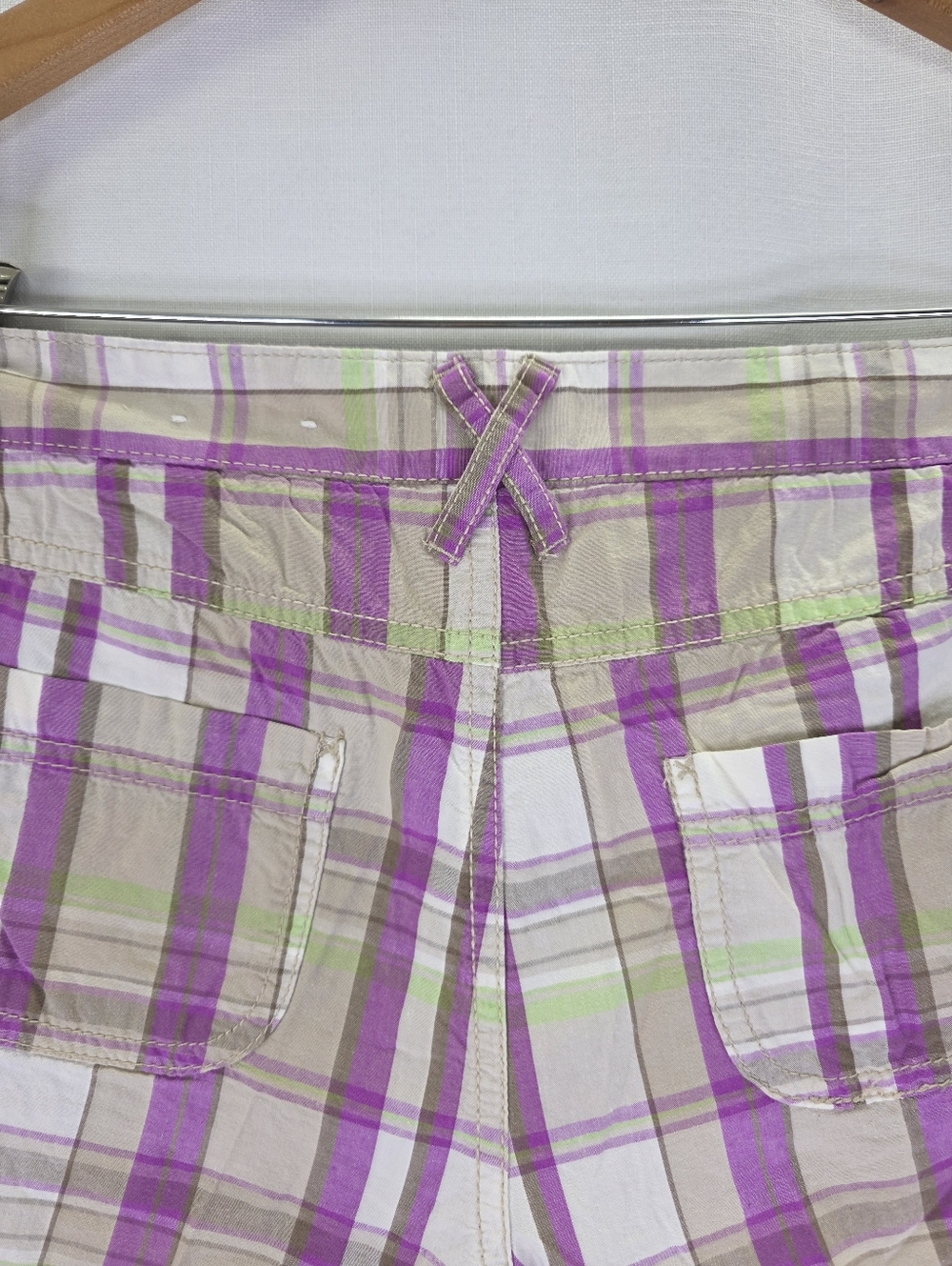 SO Y2k Vintage Low Rise Preppy Plaid Mini Shorts Pink Green Size 9 Juniors 2000s - Picture 12 of 13
